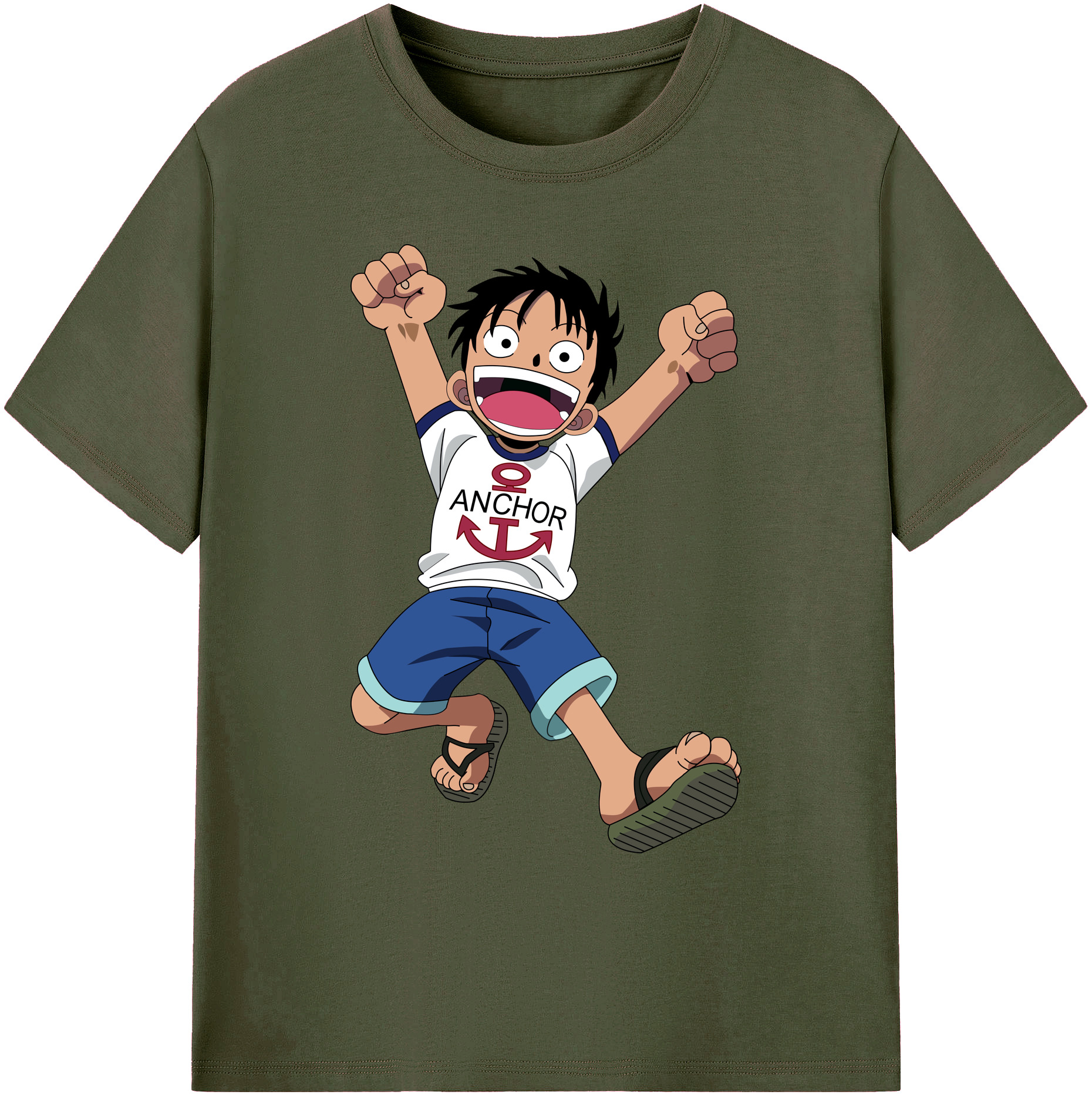 ワンピース モンキー・D・ルフィ ONE PIECE Monkey D. Luffy 綿100％ メンズ半袖Tシャツ｜肌触りやわらか＆通気性